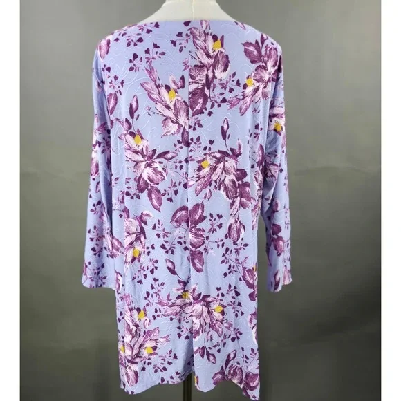 JM Collection Lavender Floral Jacquard Tunic Top Womens XL Boho Cottagecore NWT - Picture 4 of 10